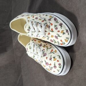 Vans Authentic Poppy Floral Cream Multicoloured Canvas Sneakers VG US 7